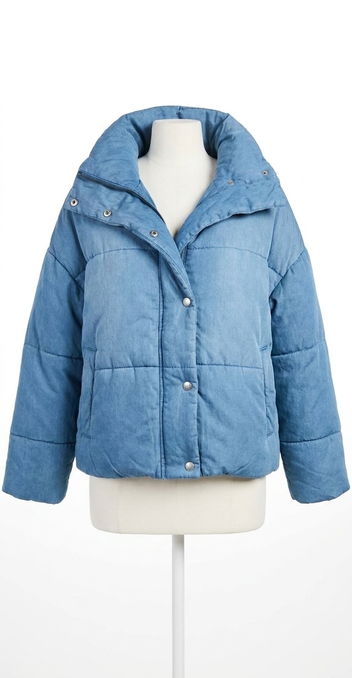 NEW ELECTRIC & ROSE puffer jacket in vintage denim